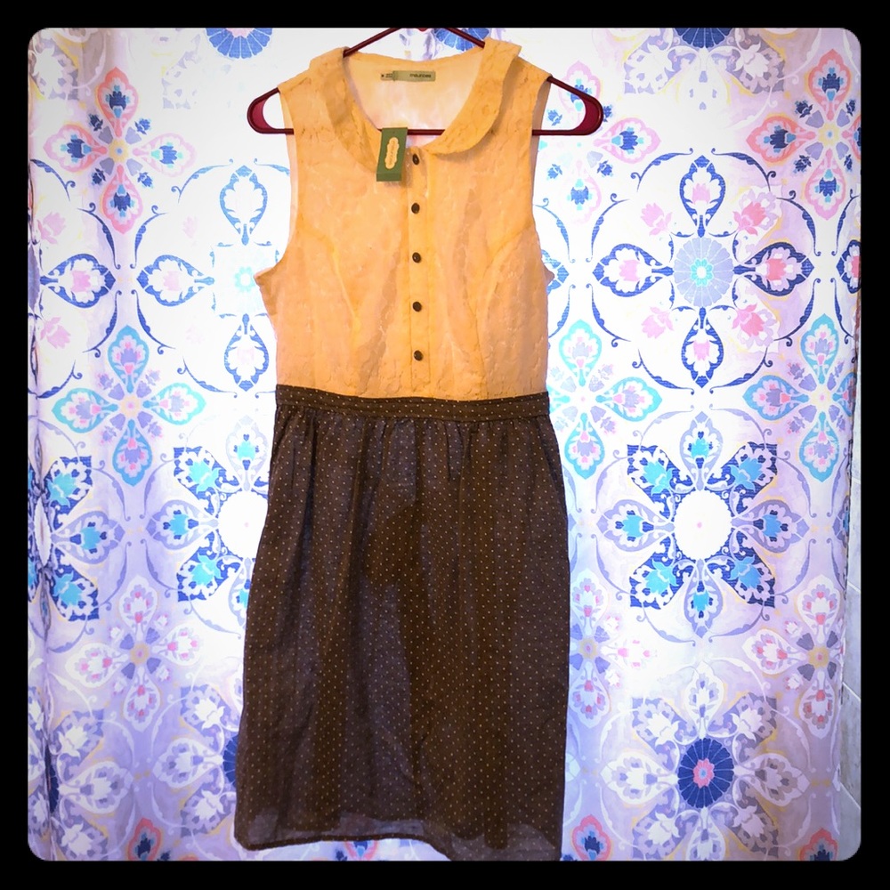 Cute lace top and polka dot bottom dress!